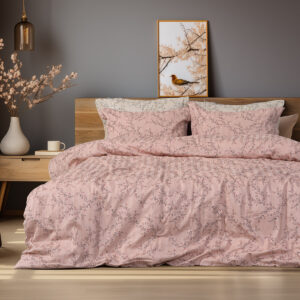 Beauty Home Σετ πάπλωμα υπέρδιπλο Art 12214 Flora 100% Βαμβακοσατέν 300tc 220×240 Σομόν