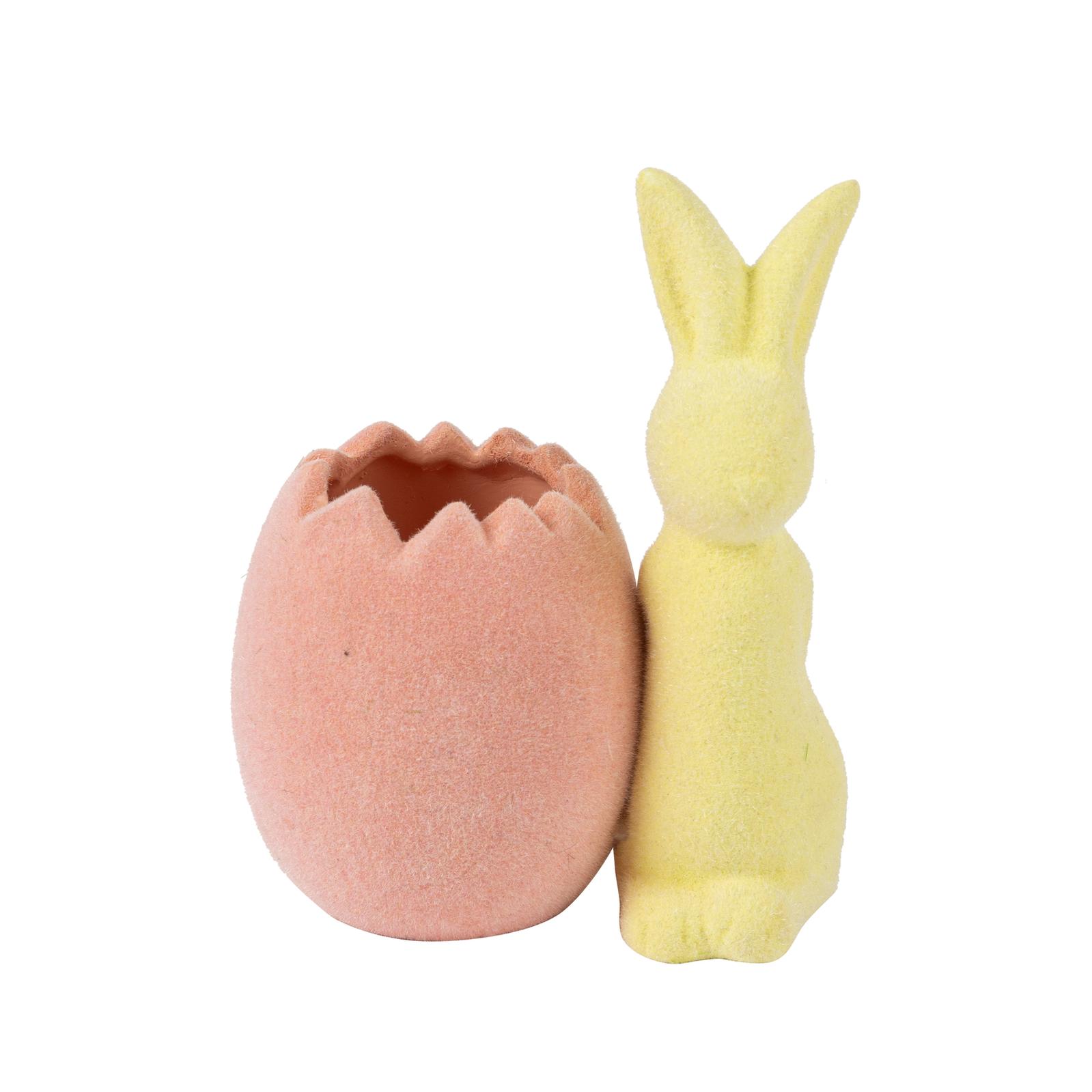 Beauty Home Κεραμικό Βάζο Λαγός Κίτρινος με Ροζ Αυγό 8×10,7×5,8 CM