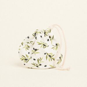 Beauty Home ΠΟΥΓΚΙ ΟΒΑΛ ΜΕ ΚΟΡΔΟΝΙ 13 x 14 cm  ΜΙΚΡΕΣ ΕΛΙΕΣ ΛΕΥΚΟ ΦΟΝΤΟ 140 CM