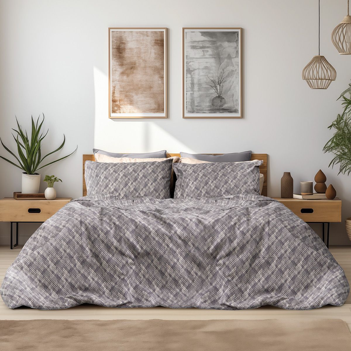 Beauty Home Σετ σεντόνια φανελένια μονά Leonardo Art 12333 170x260 Γκρι