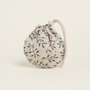 Beauty Home ΠΟΥΓΚΙ ΟΒΑΛ ΜΕ ΚΟΡΔΟΝΙ 13 x 14 cm MINI HOLLY BRANCH