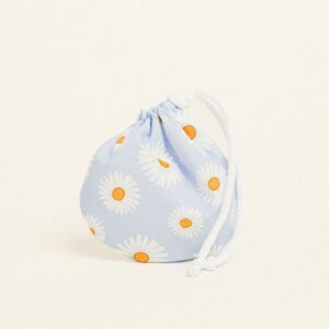 Beauty Home ΠΟΥΓΚΙ ΟΒΑΛ ΜΕ ΚΟΡΔΟΝΙ 13 x 14 cm ΠΟΠΛΙΝΑ ΜΑΡΓΑΡΙΤΕΣ ΓΑΛΑΖΙΟ ΦΟΝΤΟ