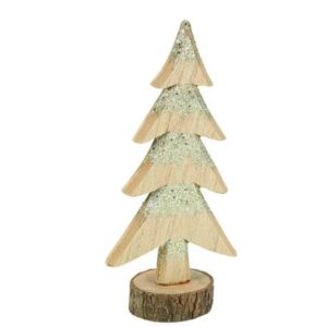 Beauty Home Έλατο ξύλινο σε κορμό με χρυσό γκλίτερ Ø7 x 27 cm