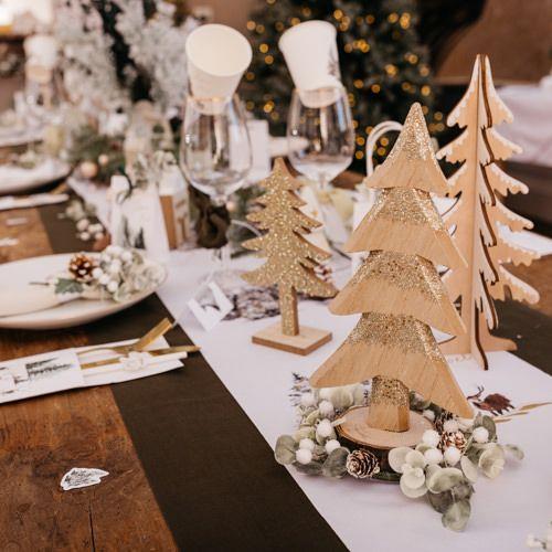 Beauty Home Έλατο ξύλινο σε κορμό με χρυσό γκλίτερ Ø7 x 27 cm - Image 3