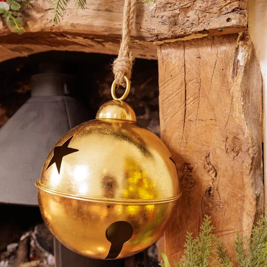 Beauty Home Διακοσμητικό Χρυσό Κουδούνι με Σχοινί για Κρέμασμα Ø30cm - Image 4
