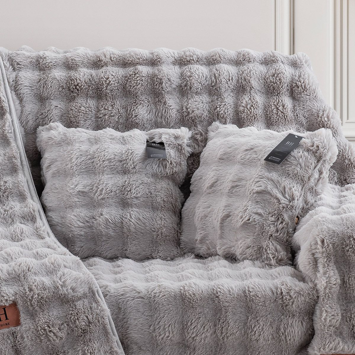 Beauty Home Γούνινη Μαξιλαροθήκη διακοσμητική Art 8721 40x40 Γκρι