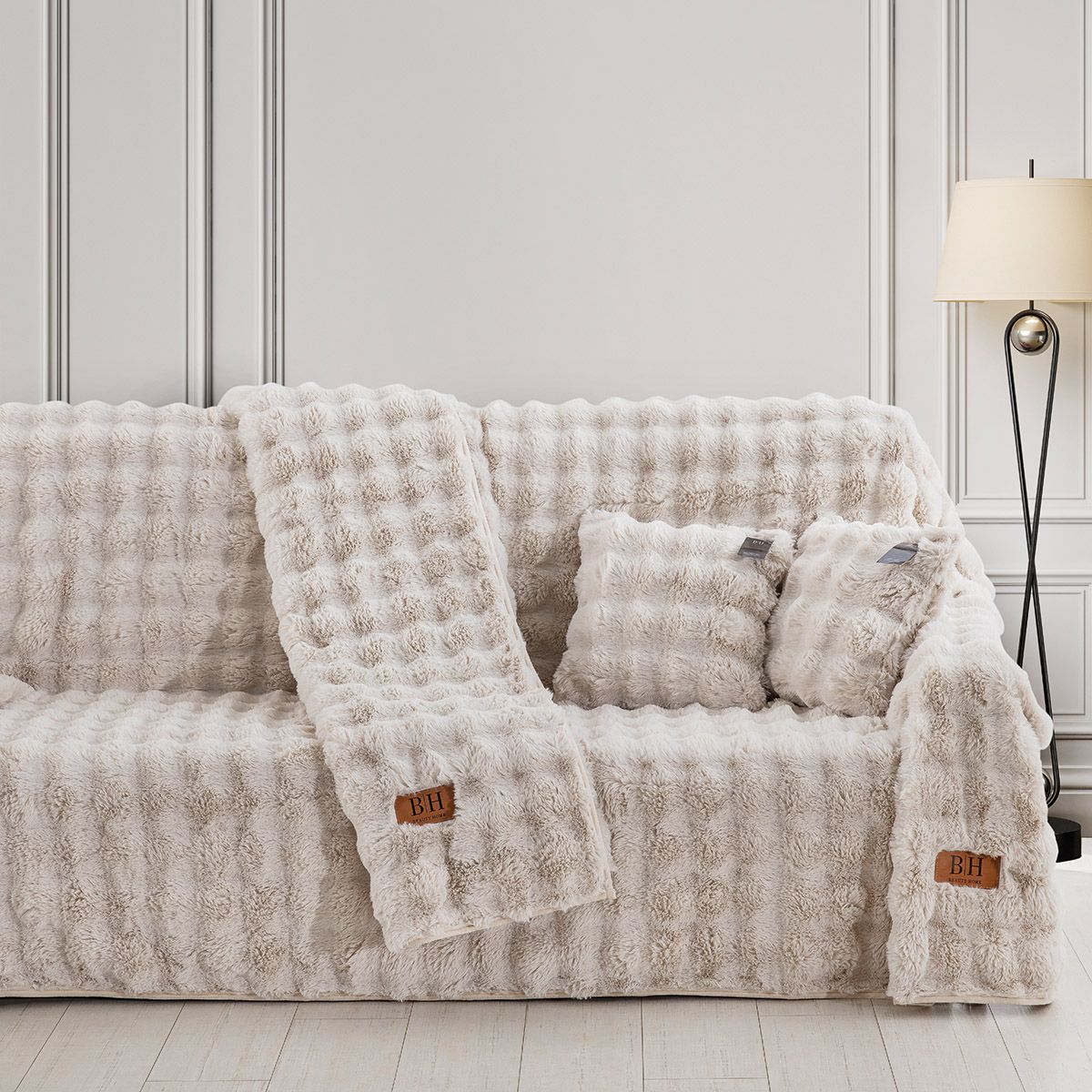 Beauty Home Γούνινο ριχτάρι Διθέσιο Art 8723 180x250 Εκρού