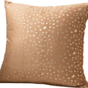 Beauty Home Μαξιλαροθήκη  45 x 45 cm Βελούδο Μπεζ Με Χρυσά Έλατα