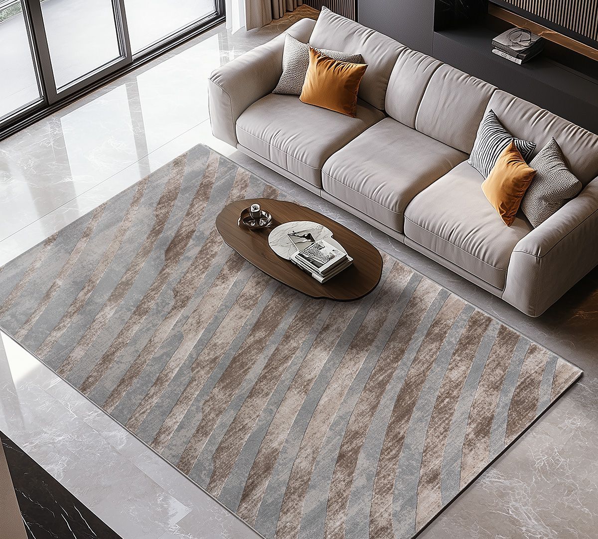 Beauty Home Διάδρομος με το μέτρο Zenia Art 9438 67cm Μπεζ,Γκρι - Image 2