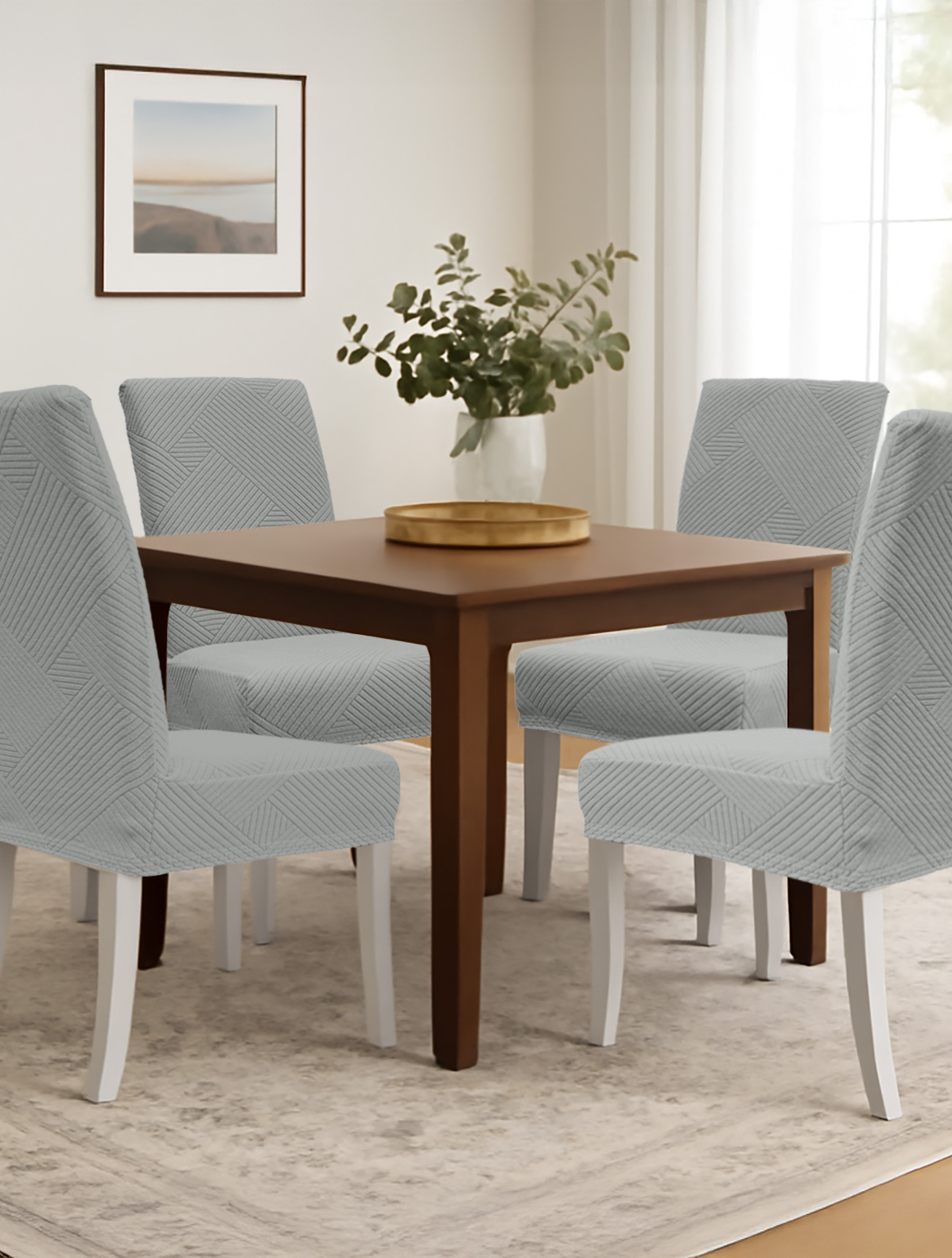 Ελαστικά καλύμματα τραπεζαρίας EARTHLINE GREY MADI