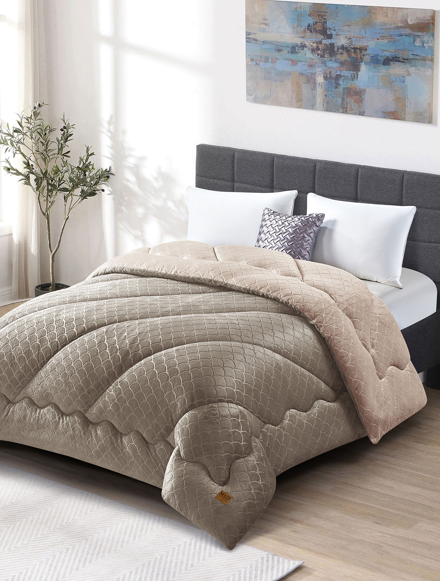 Κουβερτοπάπλωμα LUNORA CREAM MADI