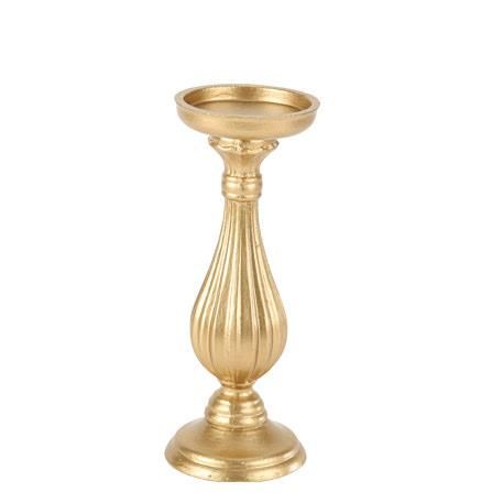 Beauty Home Κηροπήγιο μπαρόκ ματ χρυσό Ø10.5 x 28.5 cm