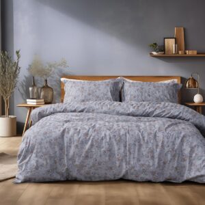 Beauty Home Σετ παπλωματοθήκη υπέρδιπλη Art 12212 Jasmine 100% Βαμβακοσατέν 300tc 230×250 Γκρι