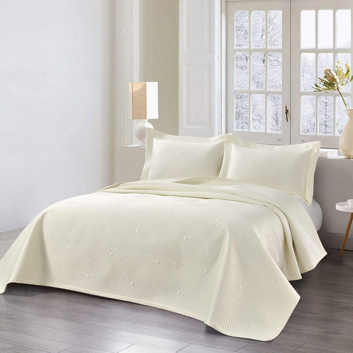 Σετ κουβερλί υπέρδιπλο Titania Art 12318 230x250 Εκρού Beauty Home - Image 4