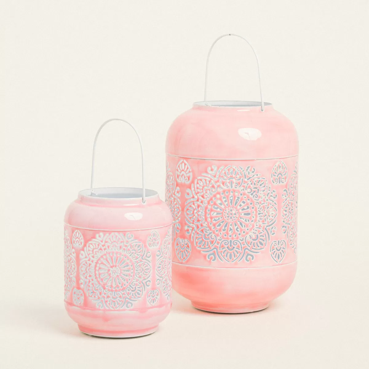 ΦΑΝΑΡΙ ΜΕΤΑΛΙΚΟ ΡΟΖ 30 x 20 cm Beauty Home - Image 2