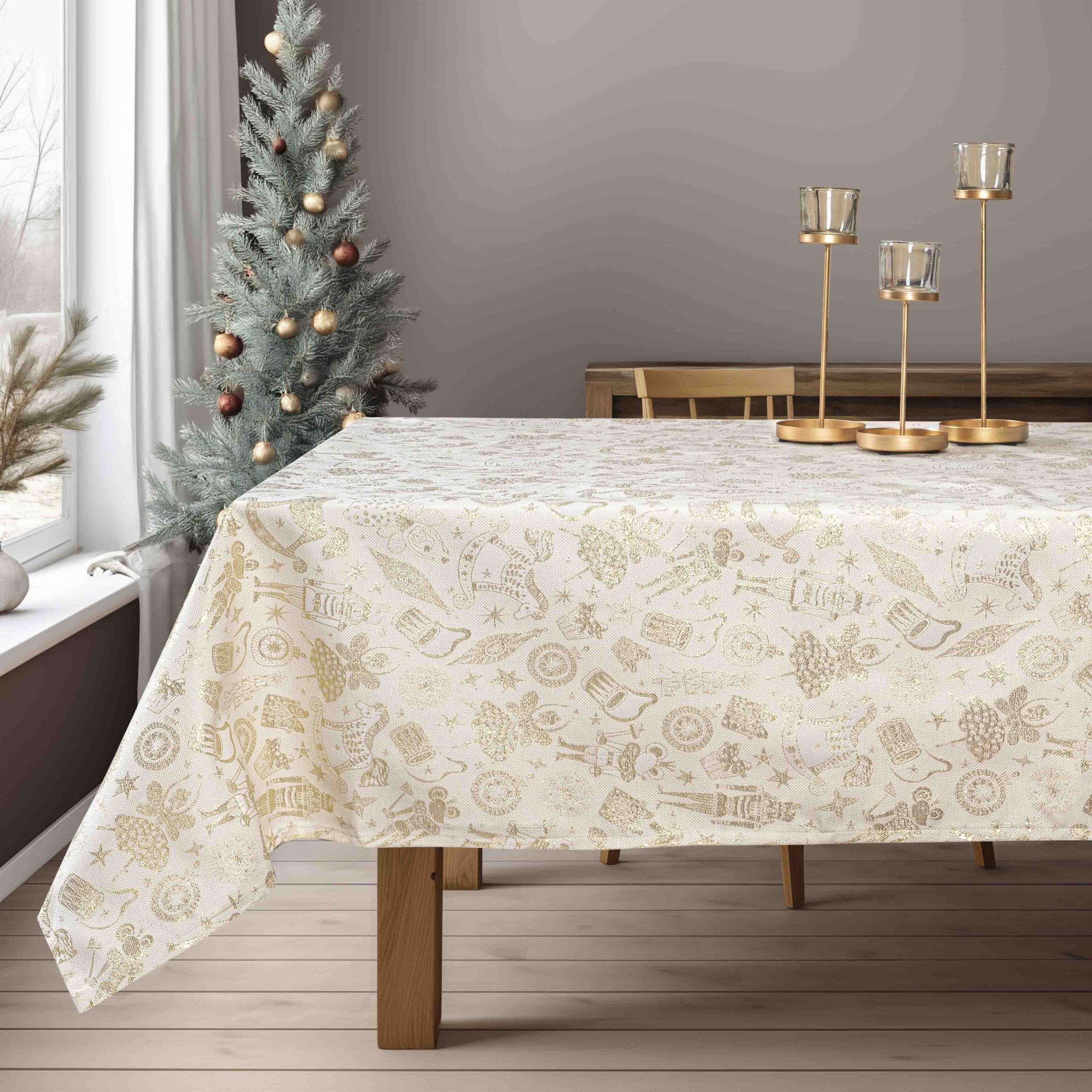 ΤΡΑΠΕΖΟΜΑΝΤΗΛΟ ΖΑΚΑΡ ΚΑΡΥΟΘΡΑΥΣΤΗΣ ΜΕ ΧΡΥΣΟ ΛΟΥΡΕΞ Beauty Home - Image 2