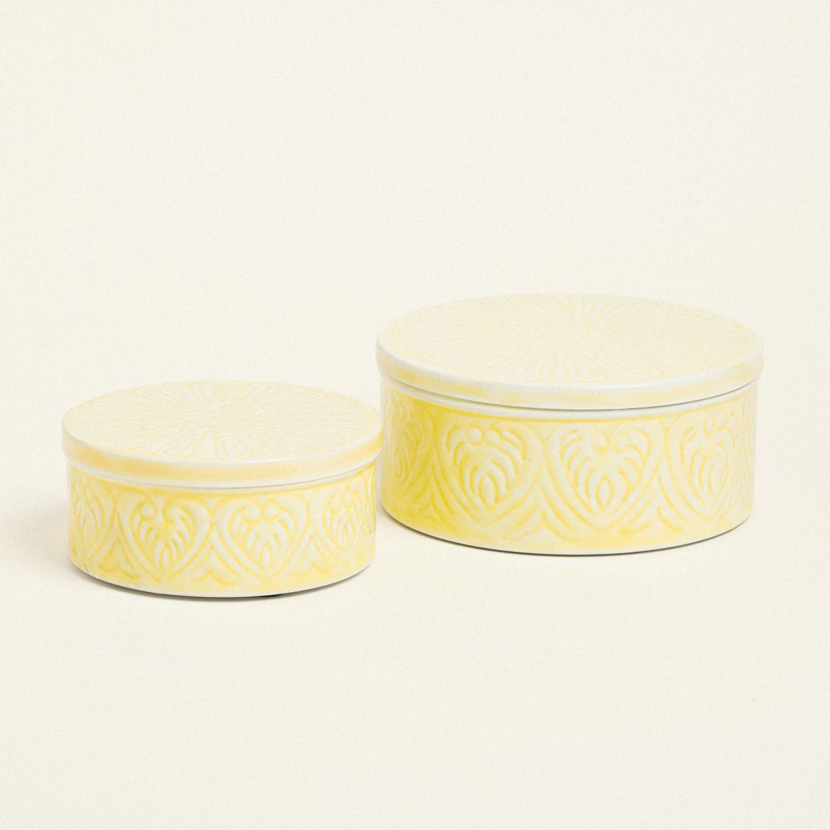 ΜΕΤΑΛΛΙΚΟ ΚΟΥΤΙ ΣΕΤ 2 ΤΕΜ ΚΙΤΡΙΝΟ 20 x 10 cm 16 x 8 cm Beauty Home - Image 2