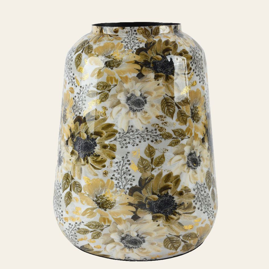 ΜΕΤΑΛΛΙΚΟ ΒΑΖΟ ΜΕ ΛΟΥΛΟΥΔΙΑ 21 x 21 x 24 CM Beauty Home - Image 3