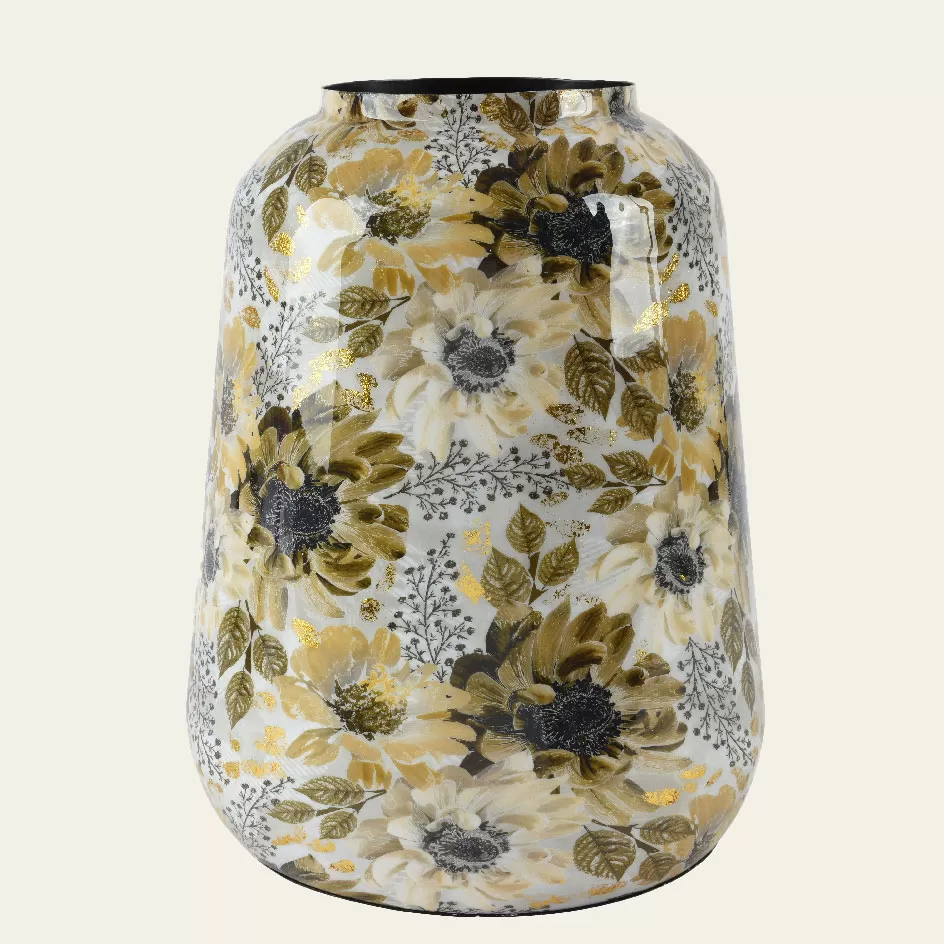 ΜΕΤΑΛΛΙΚΟ ΒΑΖΟ ΜΕ ΛΟΥΛΟΥΔΙΑ 21 x 21 x 24 CM Beauty Home - Image 2