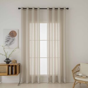 Beauty Home Κουρτίνα γάζα μονόχρωμη με 8 μεταλλικούς κρίκους Fit Art 8447 140×270 Μπεζ