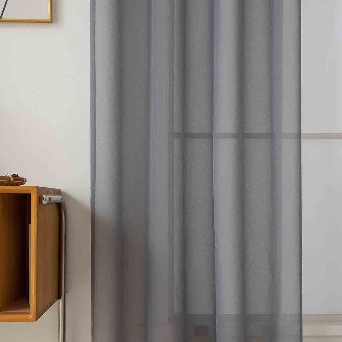 Beauty Home Κουρτίνα γάζα μονόχρωμη με 8 μεταλλικούς κρίκους Sharp Art 8448 140x270 Ανθρακί - Image 14