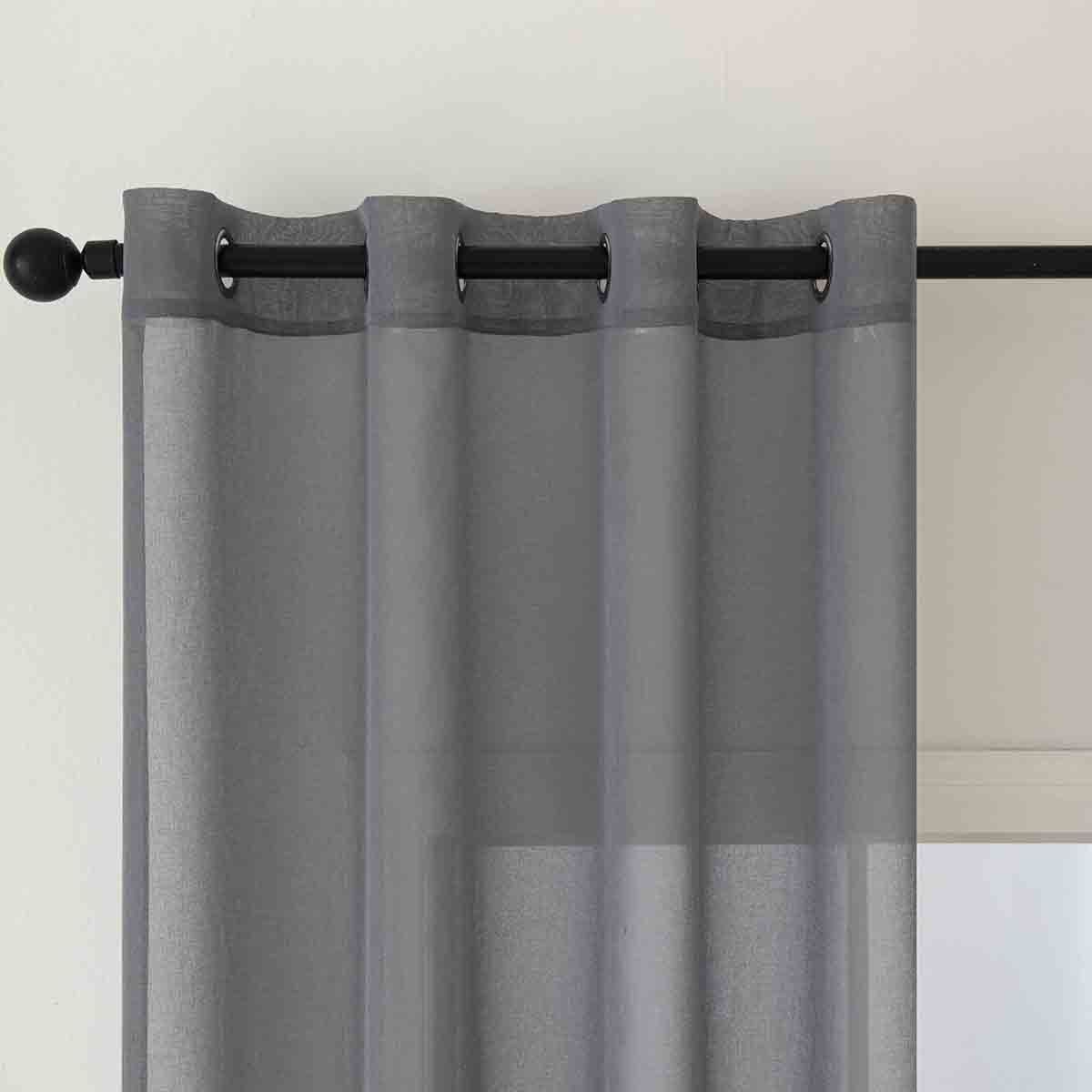 Beauty Home Κουρτίνα γάζα μονόχρωμη με 8 μεταλλικούς κρίκους Sharp Art 8448 140x270 Ανθρακί - Image 15