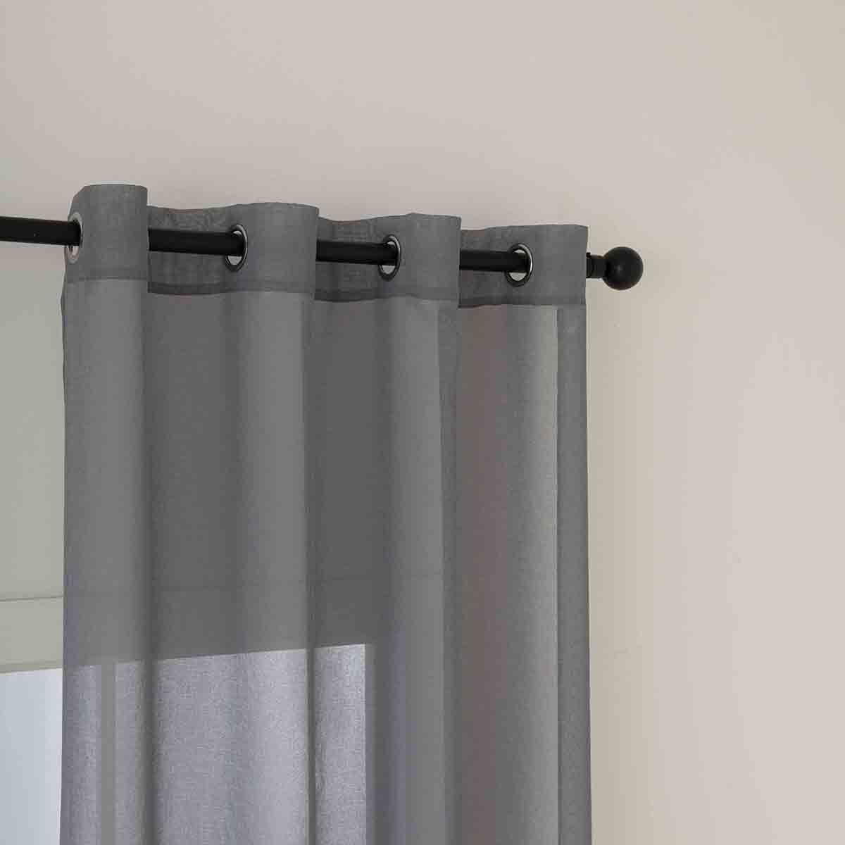 Beauty Home Κουρτίνα γάζα μονόχρωμη με 8 μεταλλικούς κρίκους Sharp Art 8448 140x270 Ανθρακί - Image 16