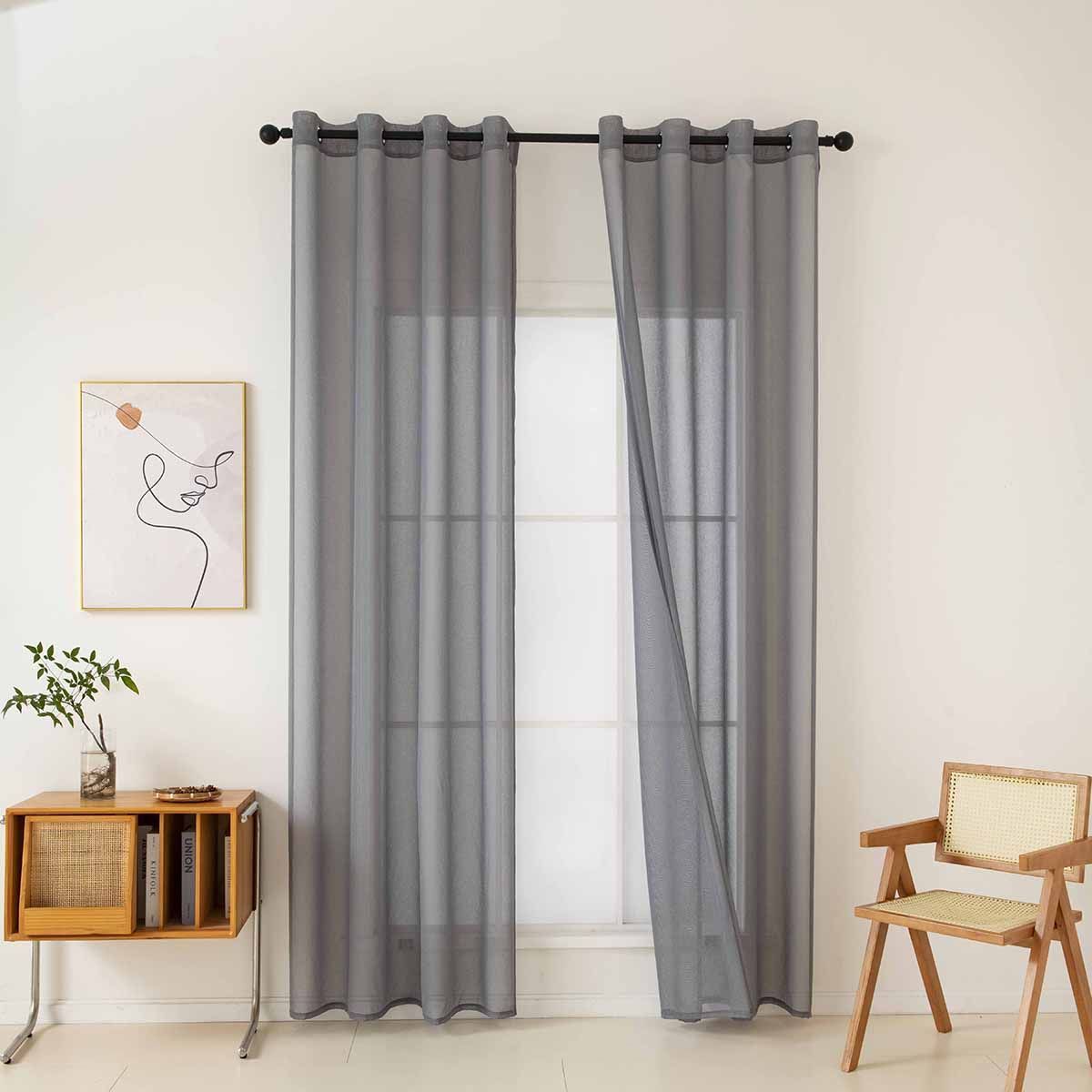 Beauty Home Κουρτίνα γάζα μονόχρωμη με 8 μεταλλικούς κρίκους Sharp Art 8448 140x270 Ανθρακί - Image 17