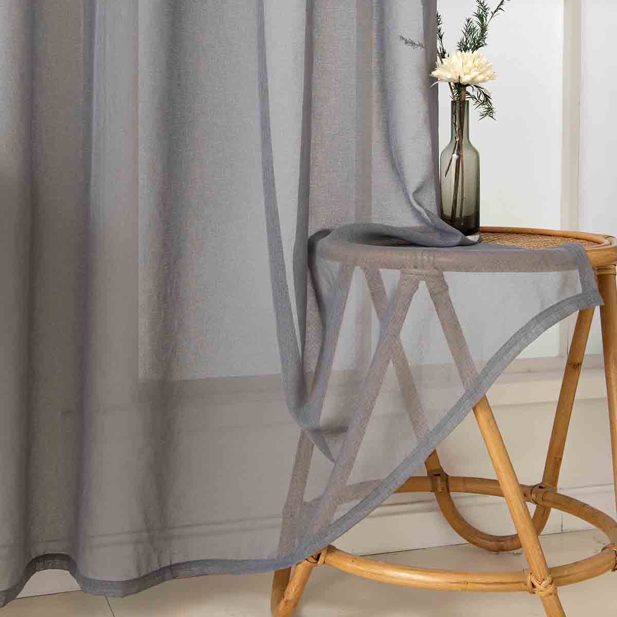 Beauty Home Κουρτίνα γάζα μονόχρωμη με 8 μεταλλικούς κρίκους Sharp Art 8448 140x270 Ανθρακί - Image 19