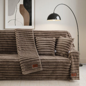 Beauty Home Γούνινη Μαξιλαροθήκη διακοσμητική Stripe Art 8726 40×40 Μόκα