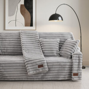 Beauty Home Γούνινη Μαξιλαροθήκη διακοσμητική Stripe Art 8727 40×40 Γκρι